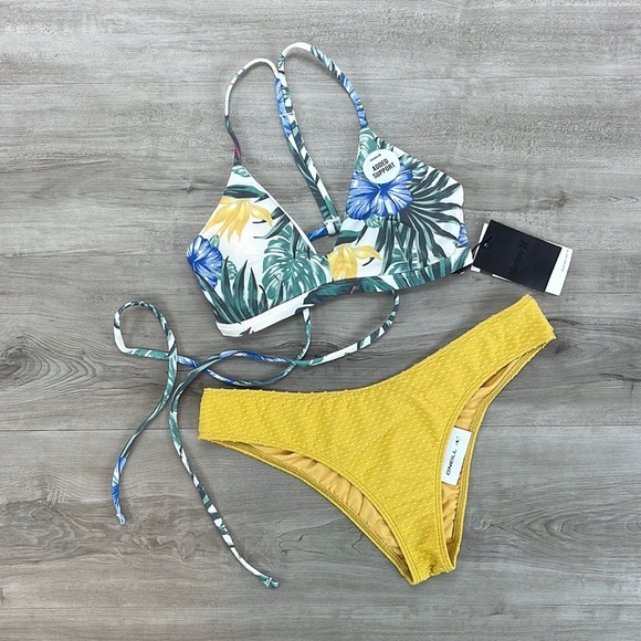 ☀️HURLEY☀️O’NIELL☀️ADJUSTABLE SUPPORTED  MATIRA SALTWATER SOLIDS TEXTURE BIKINI - Picture 3 of 15